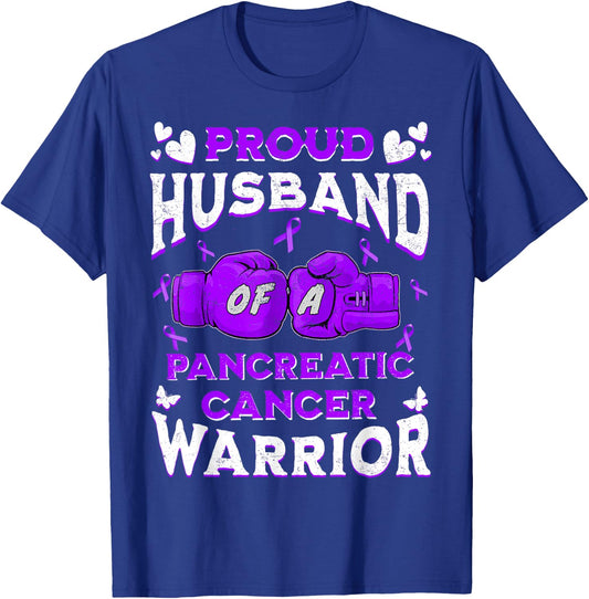 Proud Husband Of A Pancreatic Cancer Warrior Awareness T-Shirt - T-Shirt | Royal
