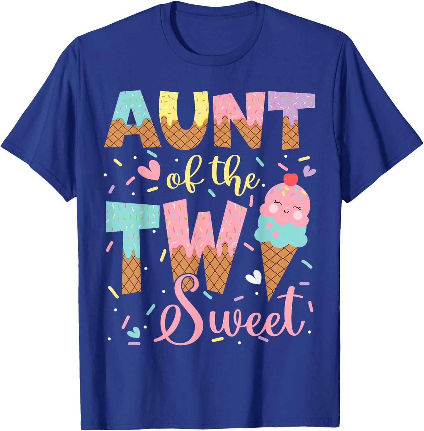Aunt Of The Two Sweet 2Nd Birthday Girl Ice Cream T-Shirt - T-Shirt | Royal