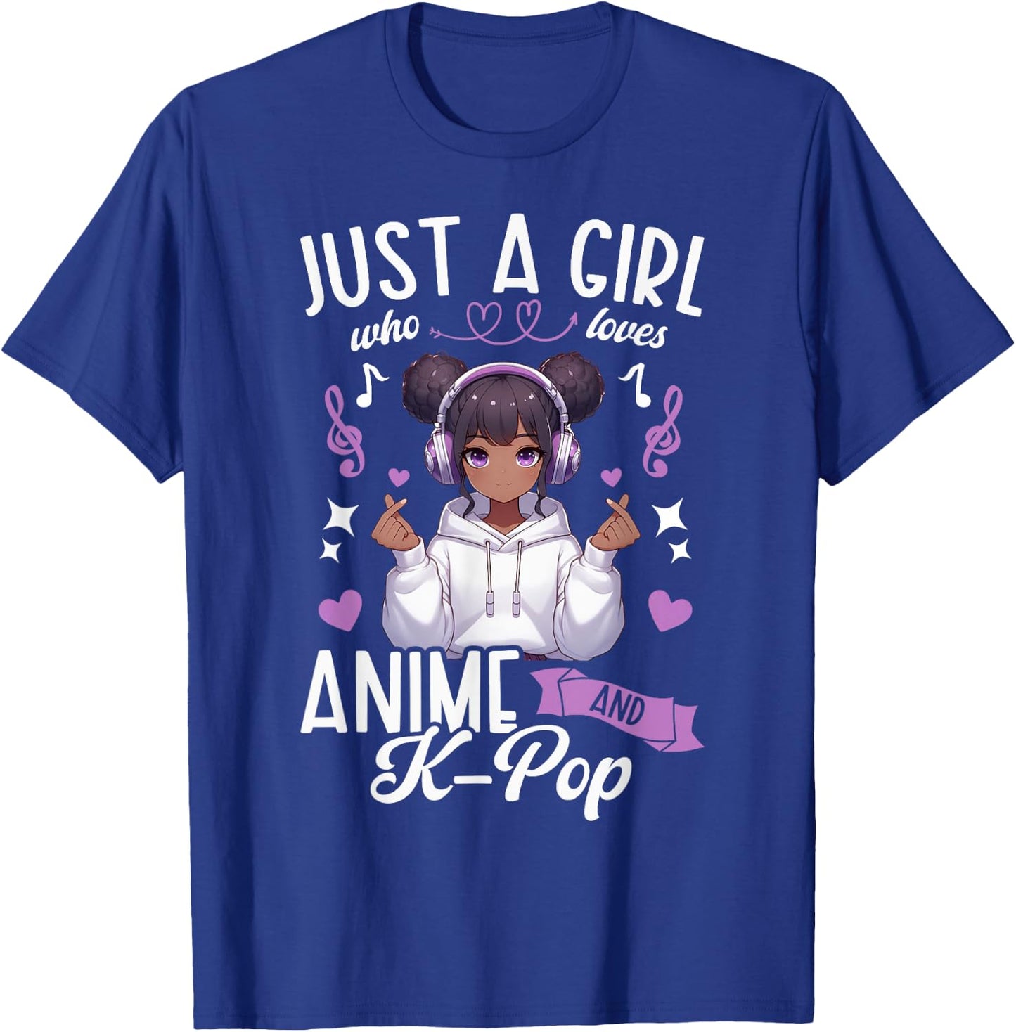 Just A Girl Who Loves Anime and K-Pop African American Afro T-Shirt - T-Shirt | Royal