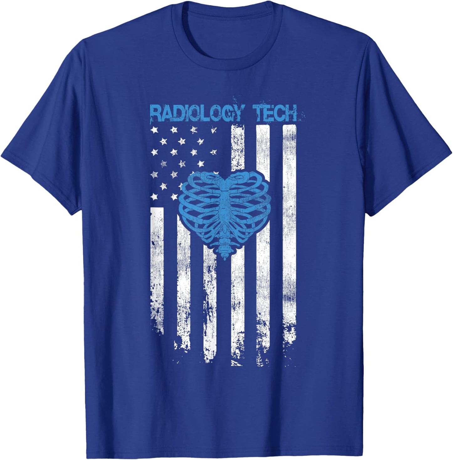 RADIOLOGY TECH - American Flag Ribs Heart Design T-Shirt - T-Shirt | Royal