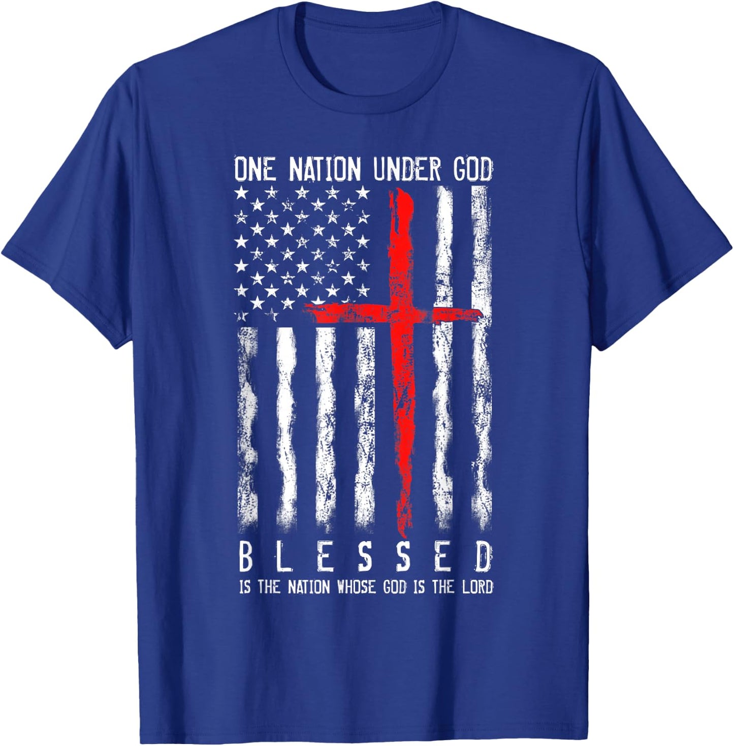 Patriotic Christian Blessed One Nation Under God T-Shirt - T-Shirt | Royal