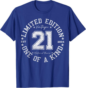 Retro One Of a Kind Shirts Women 2025 21 Year Old Gifts Vintage 2004 Limited Edition -Adults Black Small Classic Fit Short Sleeve Number Letter Print 21st Birthday Gift T-Shirt - T-Shirt | Royal