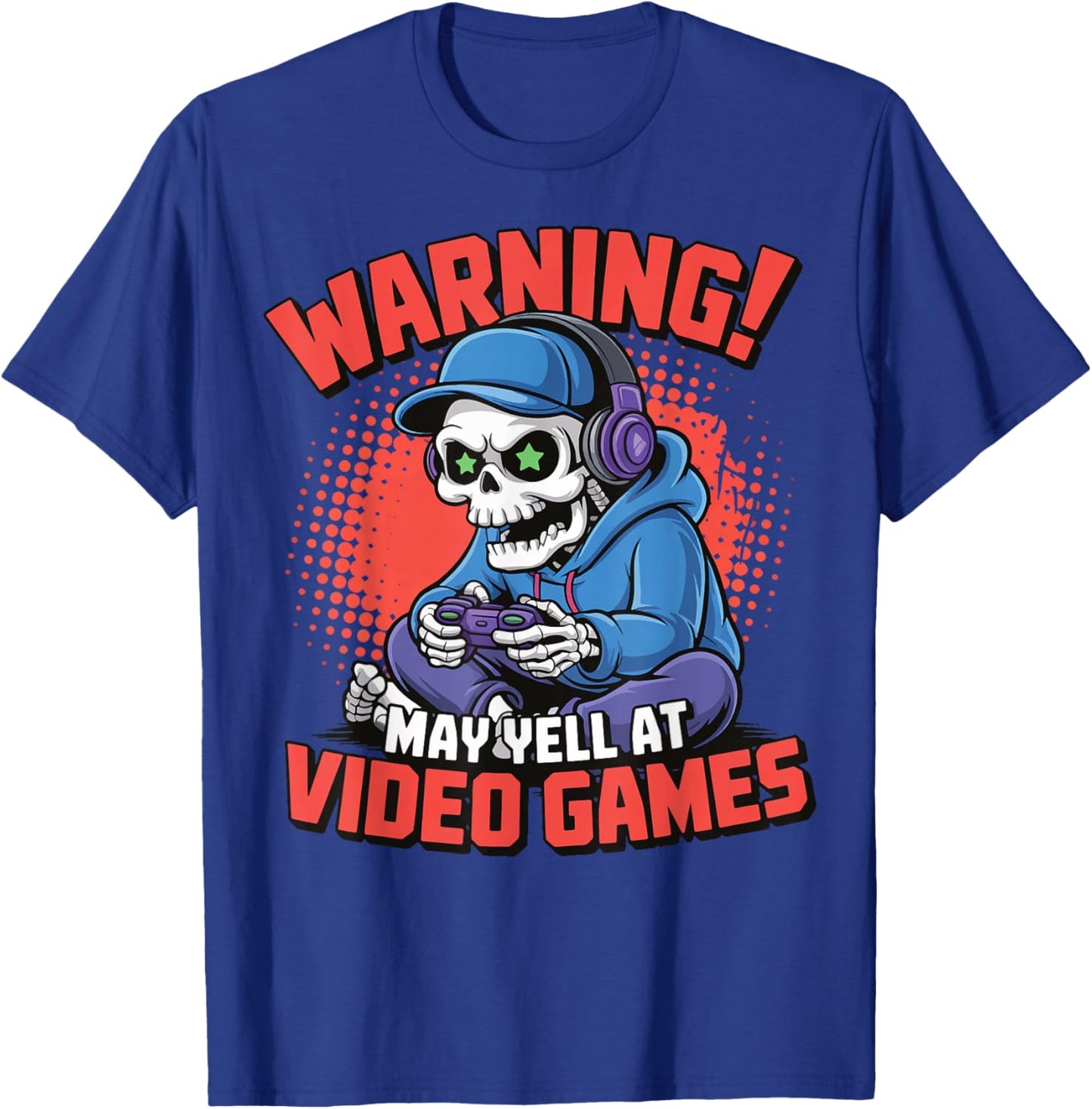 Gamer Skeleton Gaming Video Games T-Shirt - T-Shirt | Royal