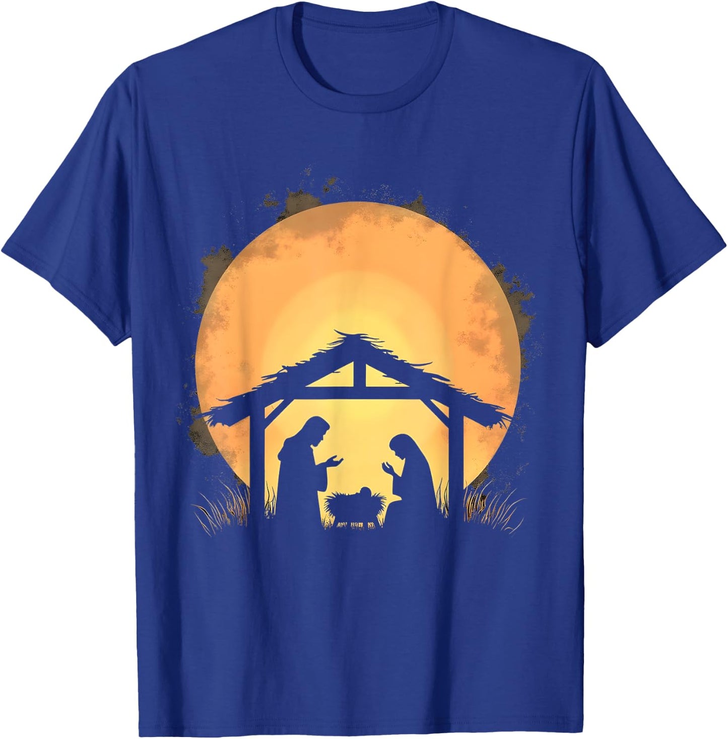 Peaceful Nativity Silhouette Christmas Scene T-Shirt - T-Shirt | Royal