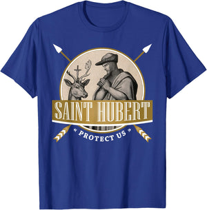 Hubert Hubertus Catholic Patron Saint of Hunters Bowhunter T-Shirt - T-Shirt | Royal