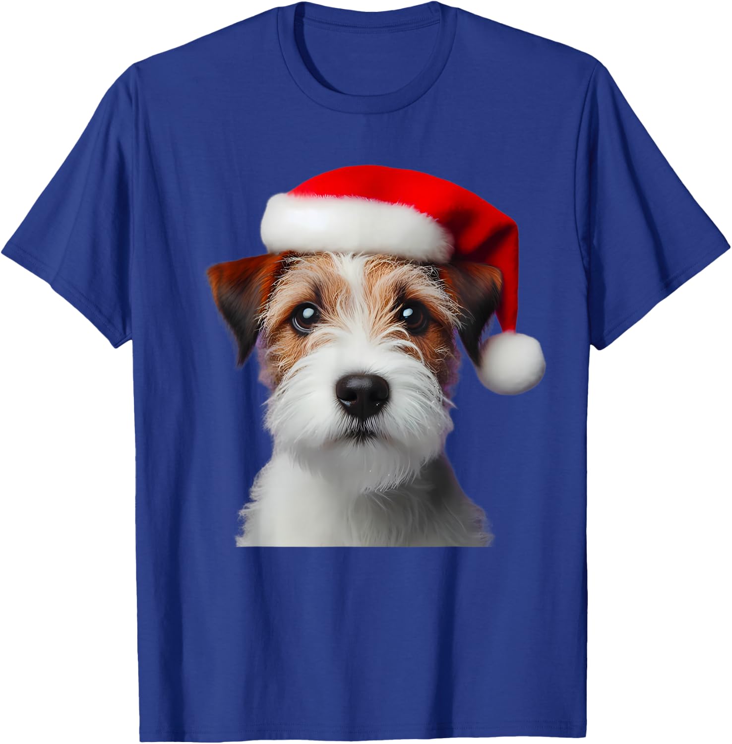 Parson Russell Terrier With Santa Hat Christmas Dog Owner T-Shirt - T-Shirt | Royal