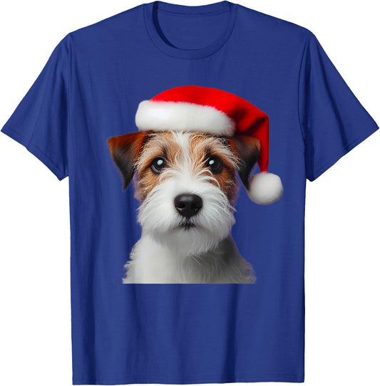 Parson Russell Terrier With Santa Hat Christmas Dog Owner T-Shirt - T-Shirt | Royal