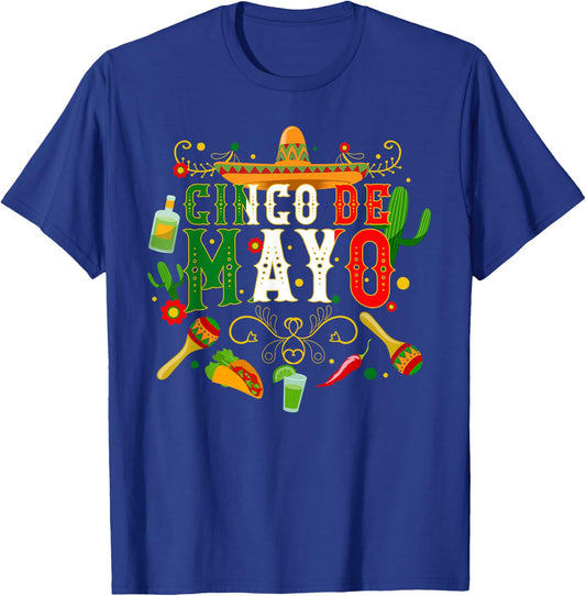 Fiesta Cinco De Mayo T Shirts Men Women Taco T-Shirt - T-Shirt | Royal