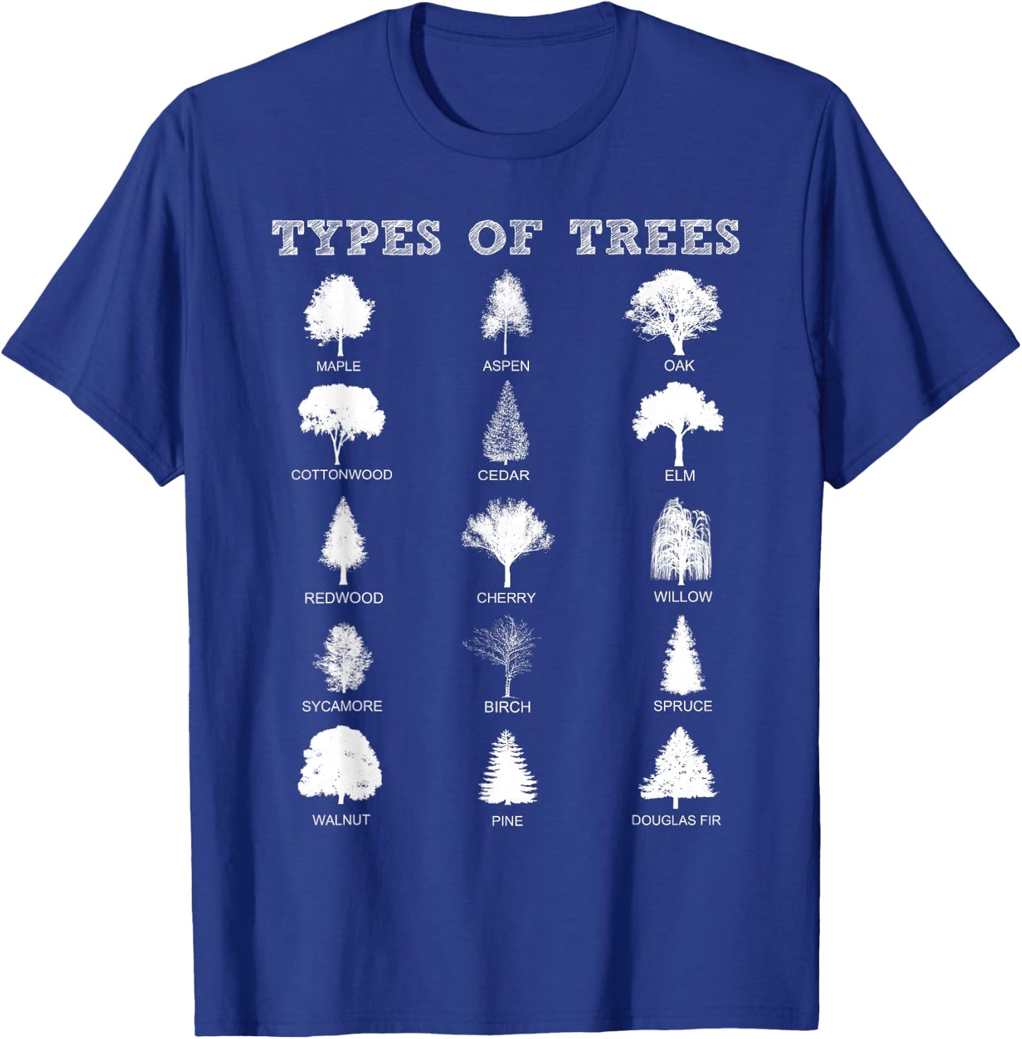 Environment Types of Trees Earth Day Nature Outdoor Lover T-Shirt - T-Shirt | Royal