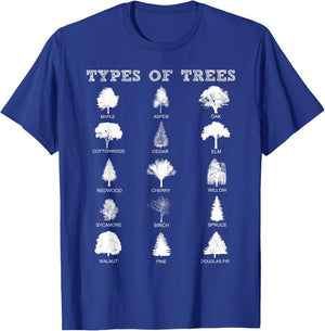 Environment Types of Trees Earth Day Nature Outdoor Lover T-Shirt - T-Shirt | Royal