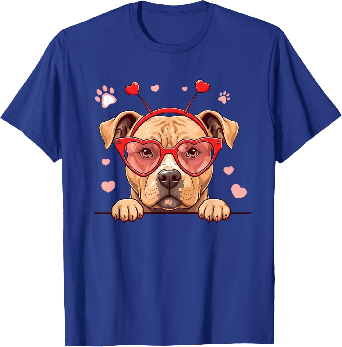 Funny Pitbull Dog Heart Headband Valentine Kids T-Shirt - T-Shirt | Royal