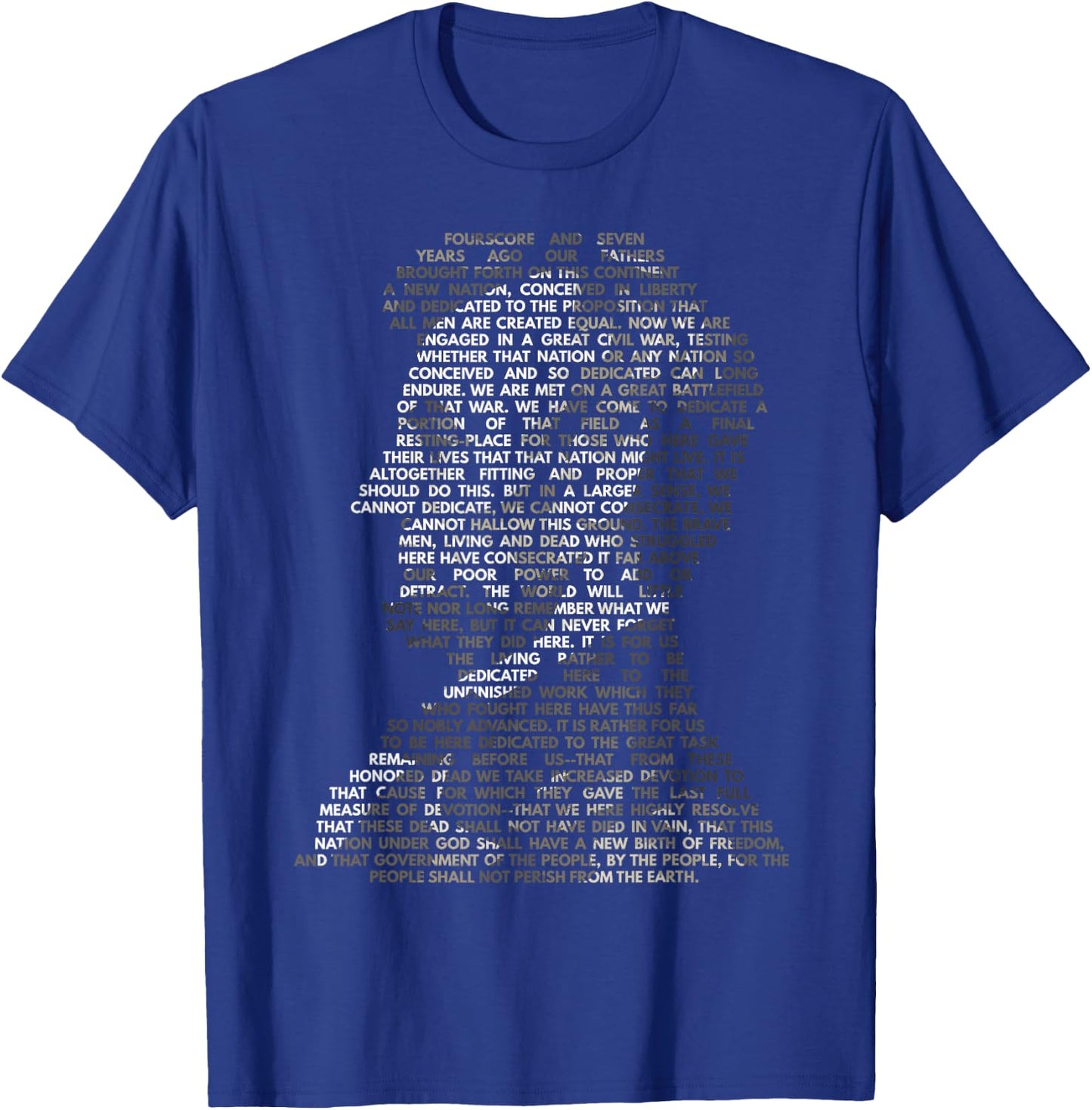 Abraham Lincoln Portrait Gettysburg Address T-Shirt - T-Shirt | Royal