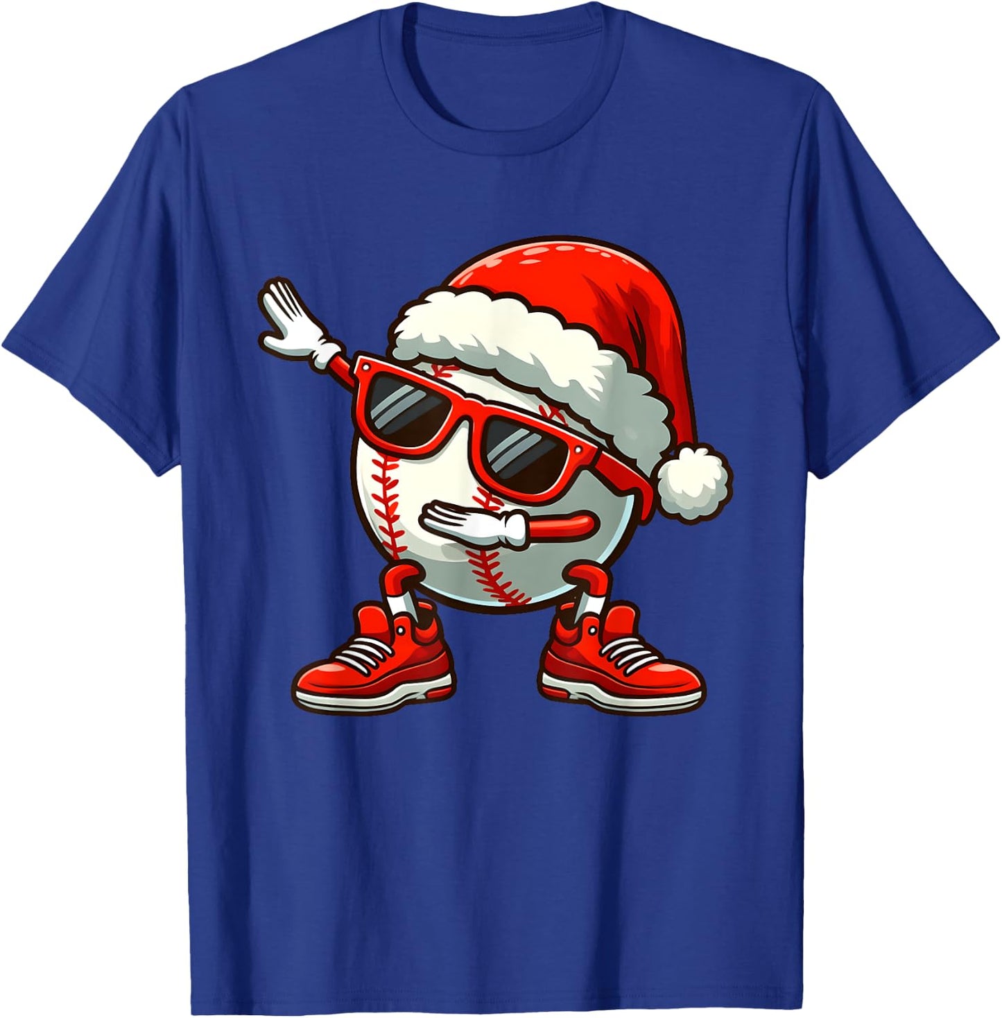 Funny Baseball Ball Santa Hat Dabbing Xmas Pajamas Players T-Shirt - T-Shirt | Royal