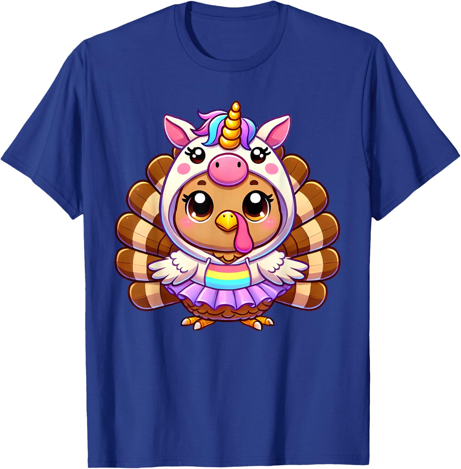 Happy Thanksgiving Kids Girls Women Mom Toddler Thanksgiving Turkey In Unicorn Disguise T-Shirt - T-Shirt | Royal