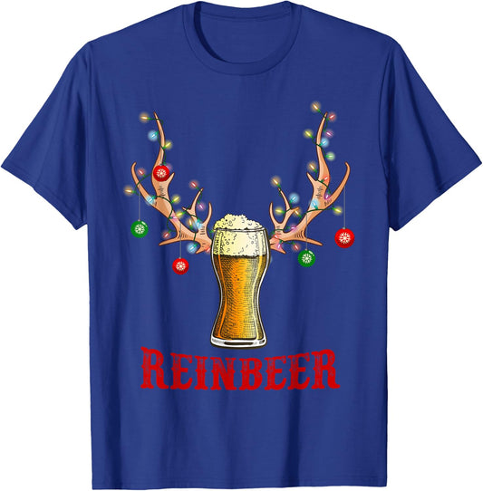 Man Cave Reinbeer Christmas Gift Beer Lovers Costume Men T-Shirt - T-Shirt | Royal