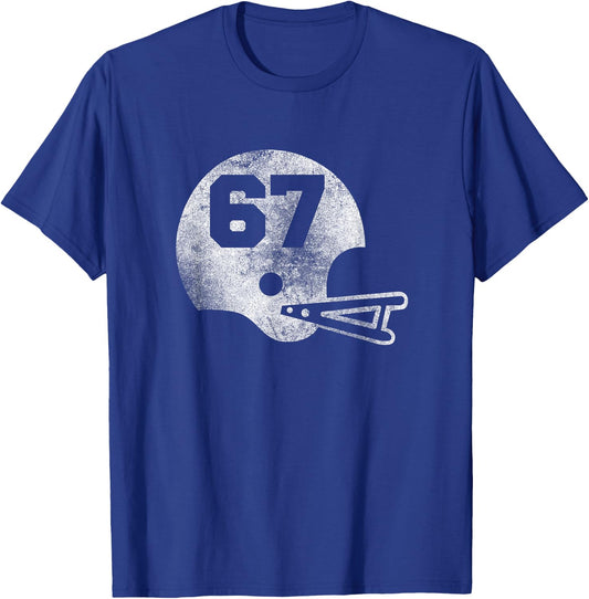 Vintage Football Jersey Number 67 Player Number T-Shirt - T-Shirt | Royal