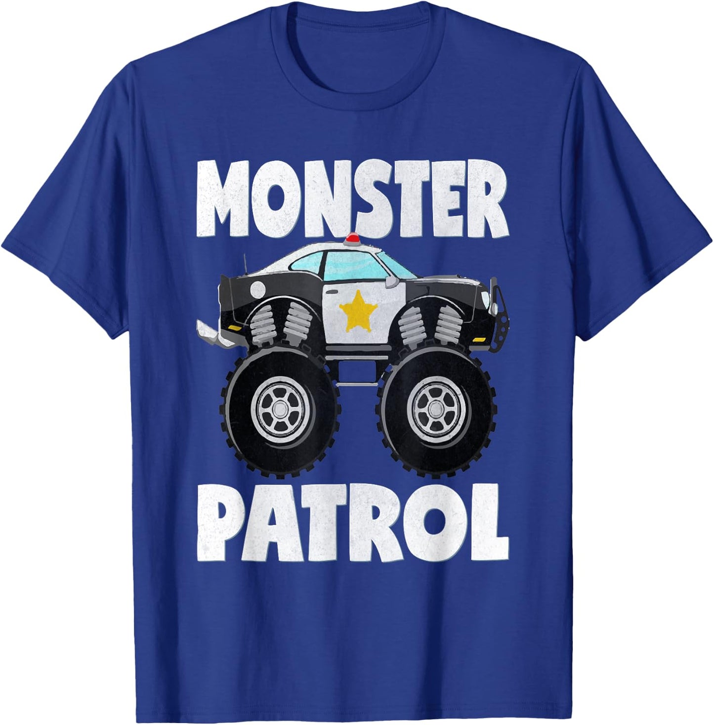 Monster Patrol Vintage Police Cop Car Monster Trucks T-Shirt - T-Shirt | Royal