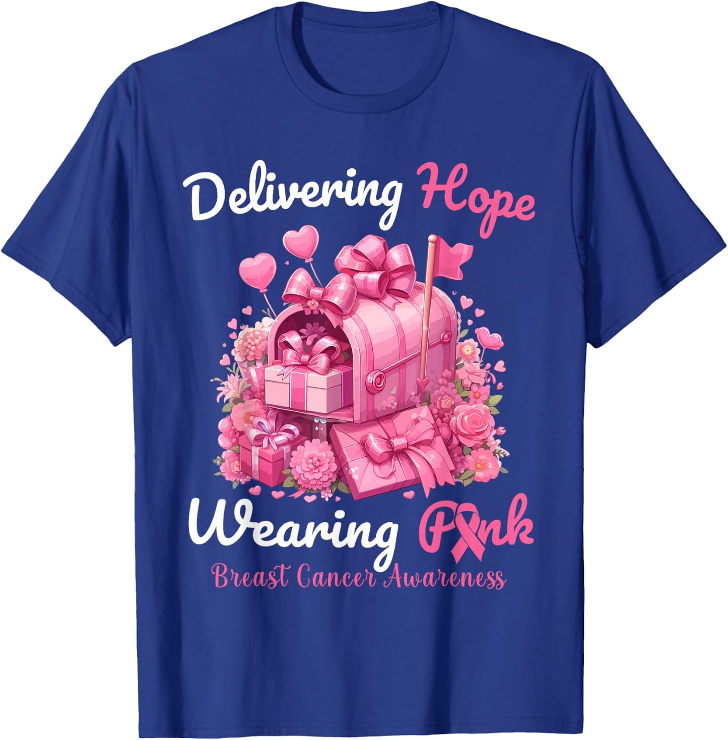 Postal Worker Breast Cancer Awareness October We Wear Pink T-Shirt - T-Shirt | Royal