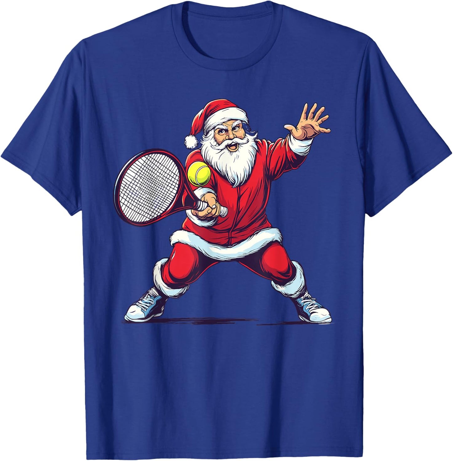 Funny Tennis Player Christmas Pajama Santa Playing Tennis T-Shirt - T-Shirt | Royal
