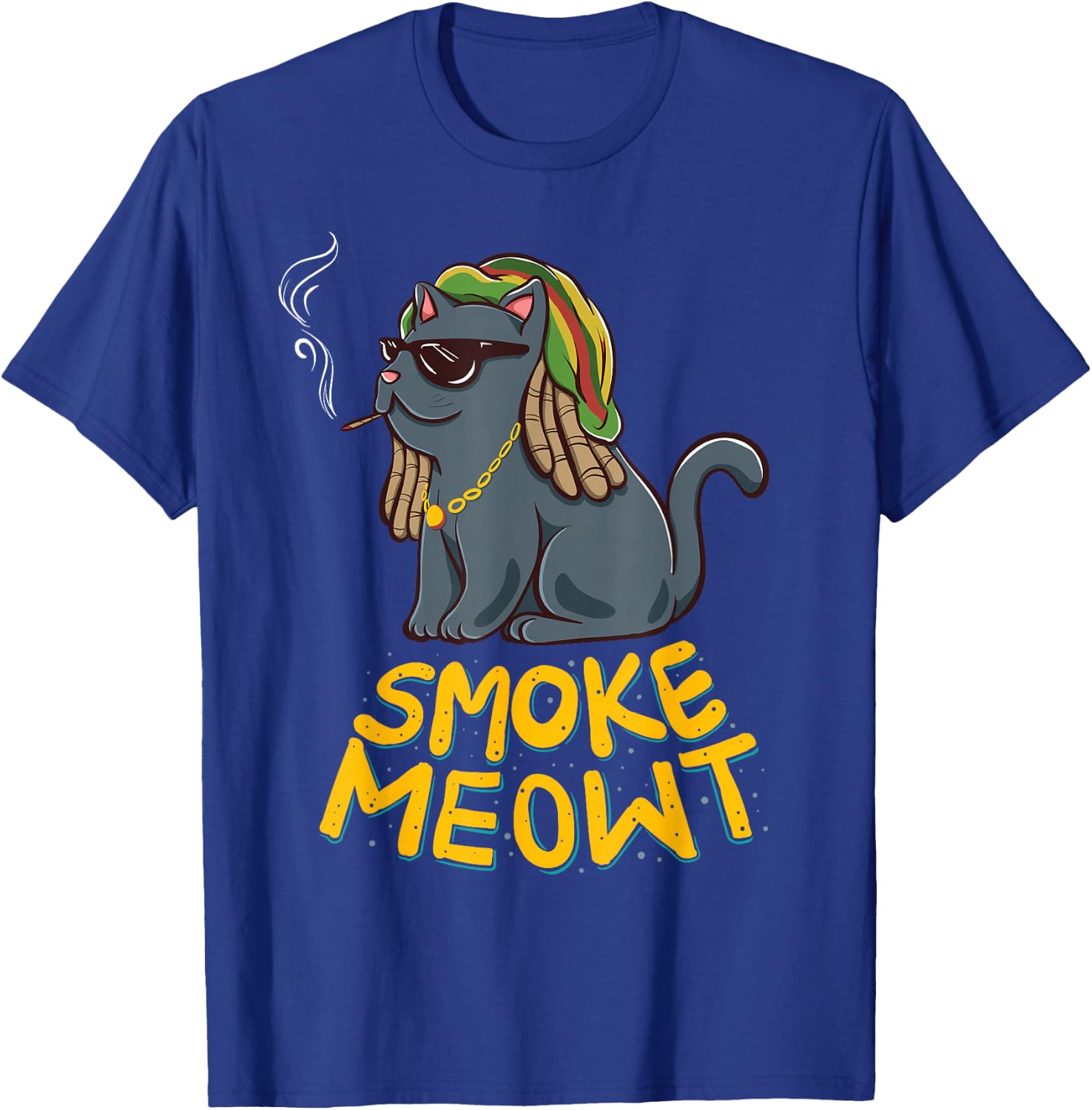 Weed Smoking Cat Smoke Meowt THC CBD Marihuana Stoner Kitten Men Women T-Shirt - T-Shirt | Royal