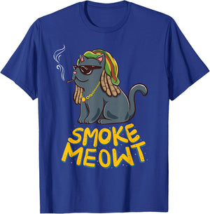 Weed Smoking Cat Smoke Meowt THC CBD Marihuana Stoner Kitten Men Women T-Shirt - T-Shirt | Royal