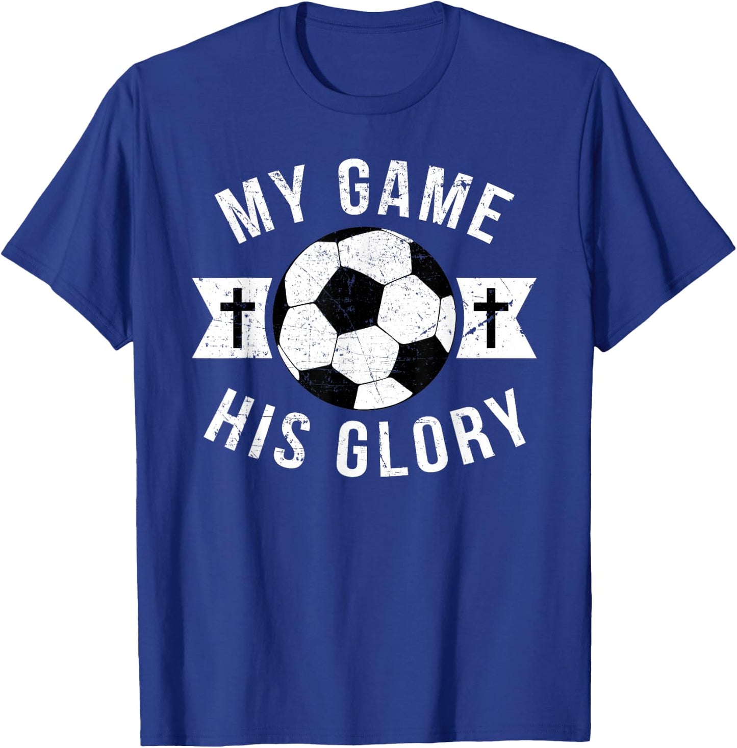 Christian Soccer Gifts Teen Boys Girls Sayings Phrases Cross T-Shirt - T-Shirt | Royal