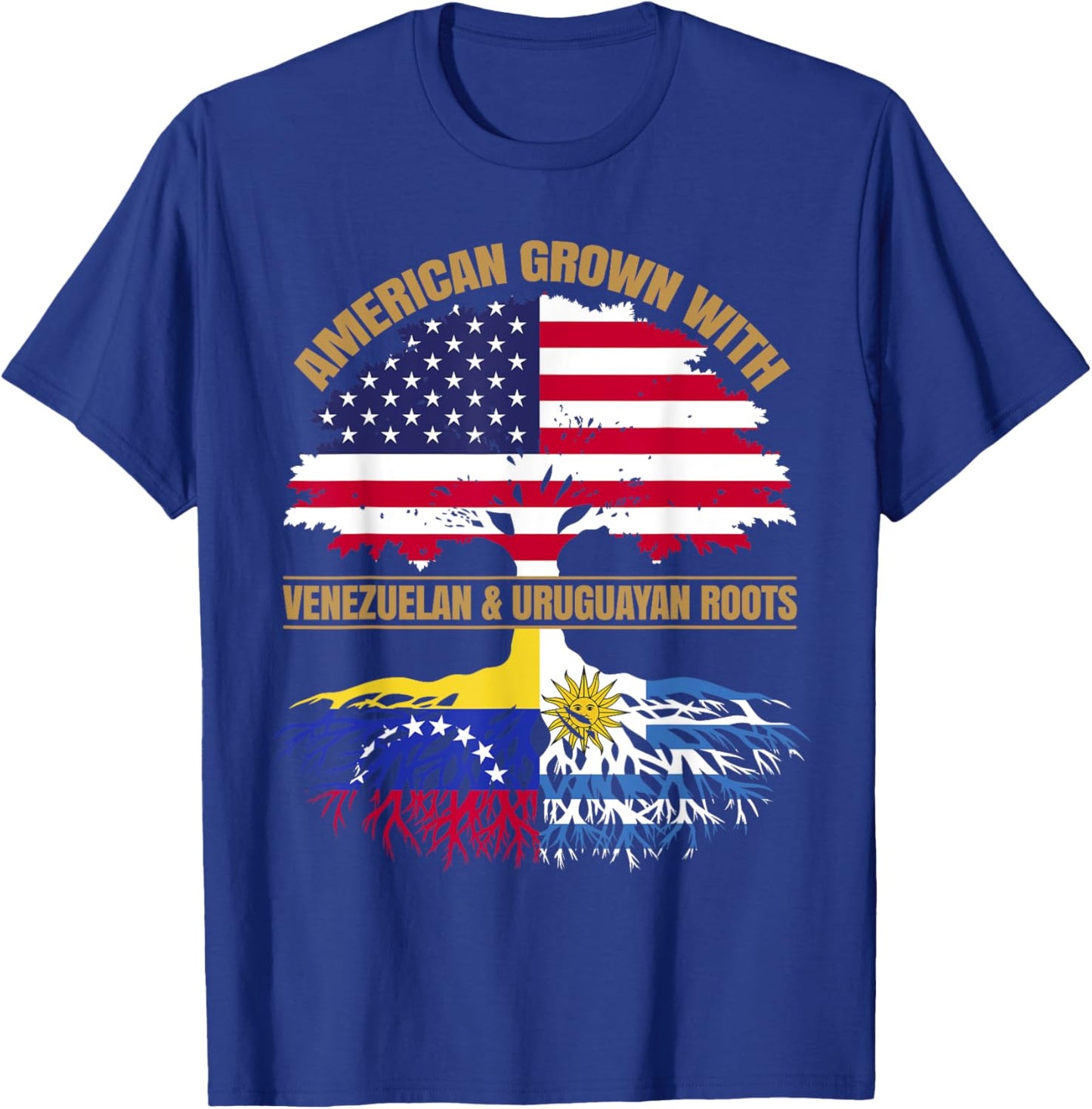 Heritage American Grown with Venezuelan Uruguayan Roots T-Shirt - T-Shirt | Royal