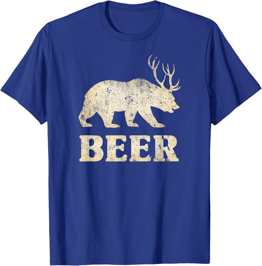 Vintage Bear Deer Funny Beer Small T-Shirt - T-Shirt | Royal