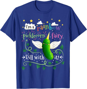 Rainbow Pickle Unicorn Picklecorn Fairy Funny Dill With It T-Shirt - T-Shirt | Royal