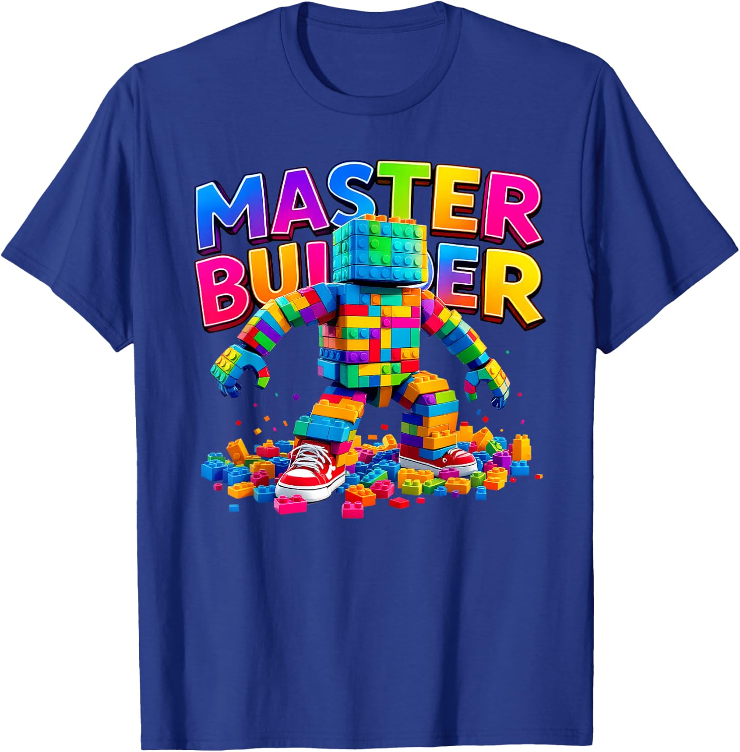 Master Builder Colourful Bricks Blocks Funny Kids Boys Girls T-Shirt - T-Shirt | Royal