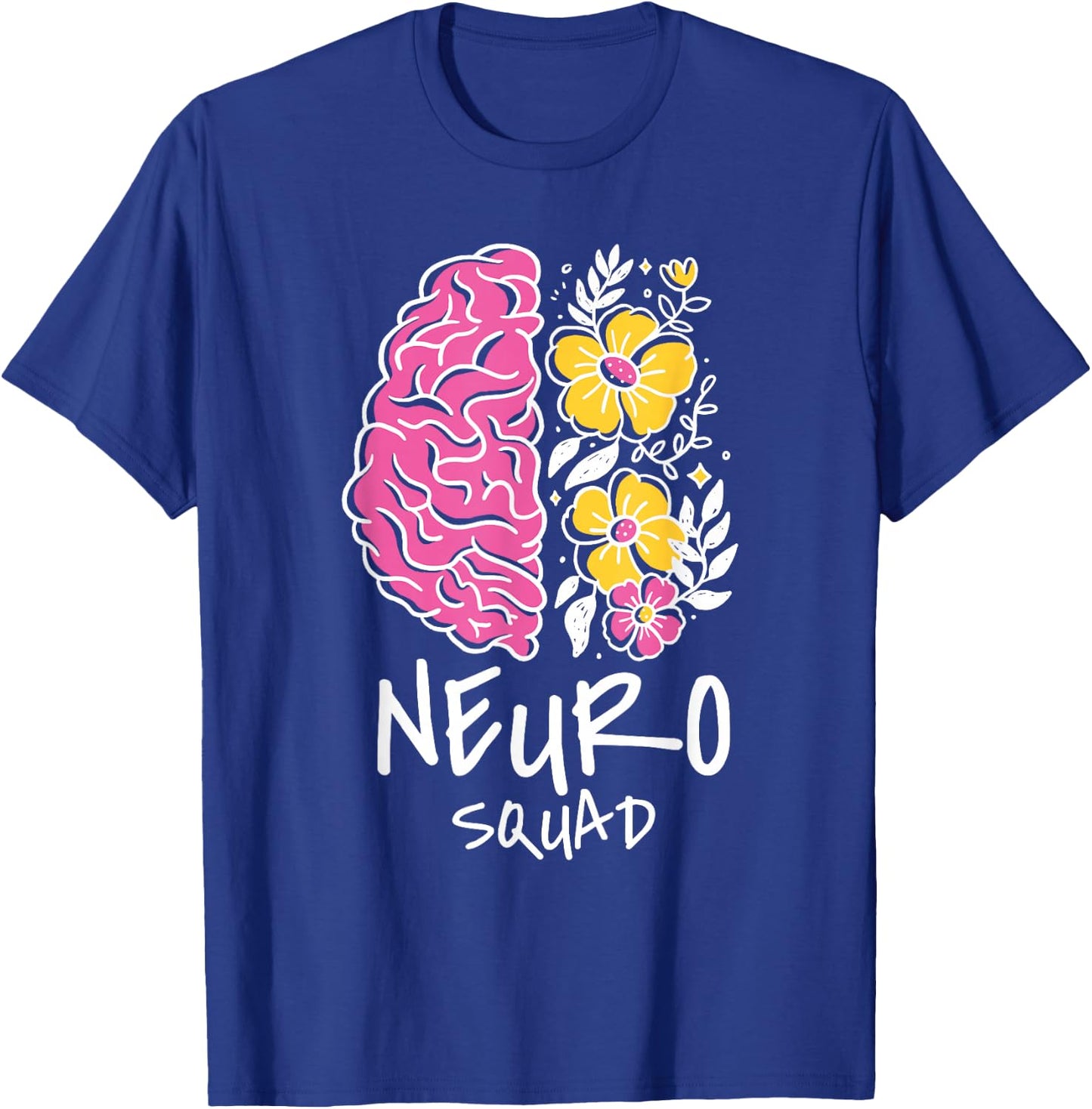 Neuro Squad Brain Flowers Art T-Shirt - T-Shirt | Royal