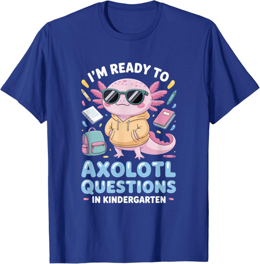 Funny Axolotl Questions Kindergarten Back to School T-Shirt - T-Shirt | Royal