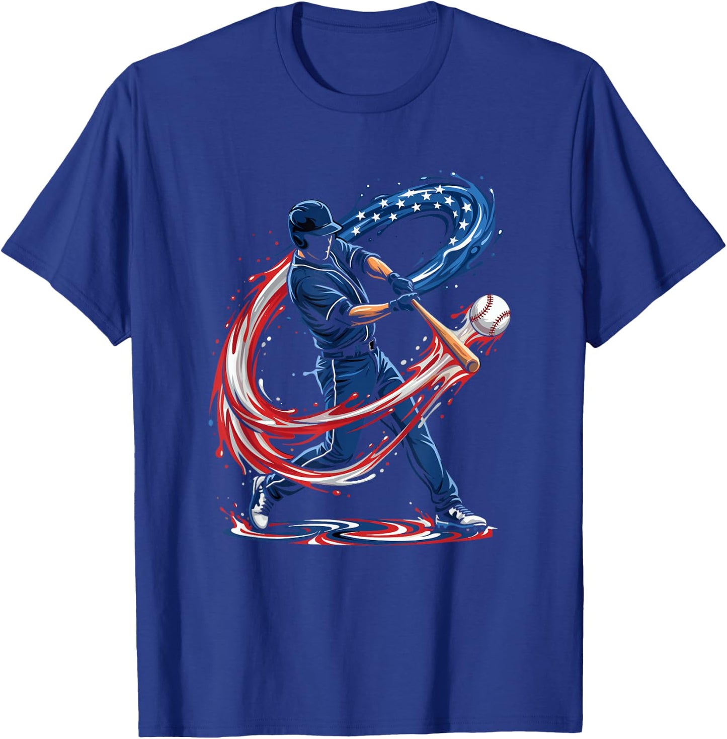 Baseball Drip 4th of July Patriotic US Flag Baseball T-Shirt - T-Shirt | Royal