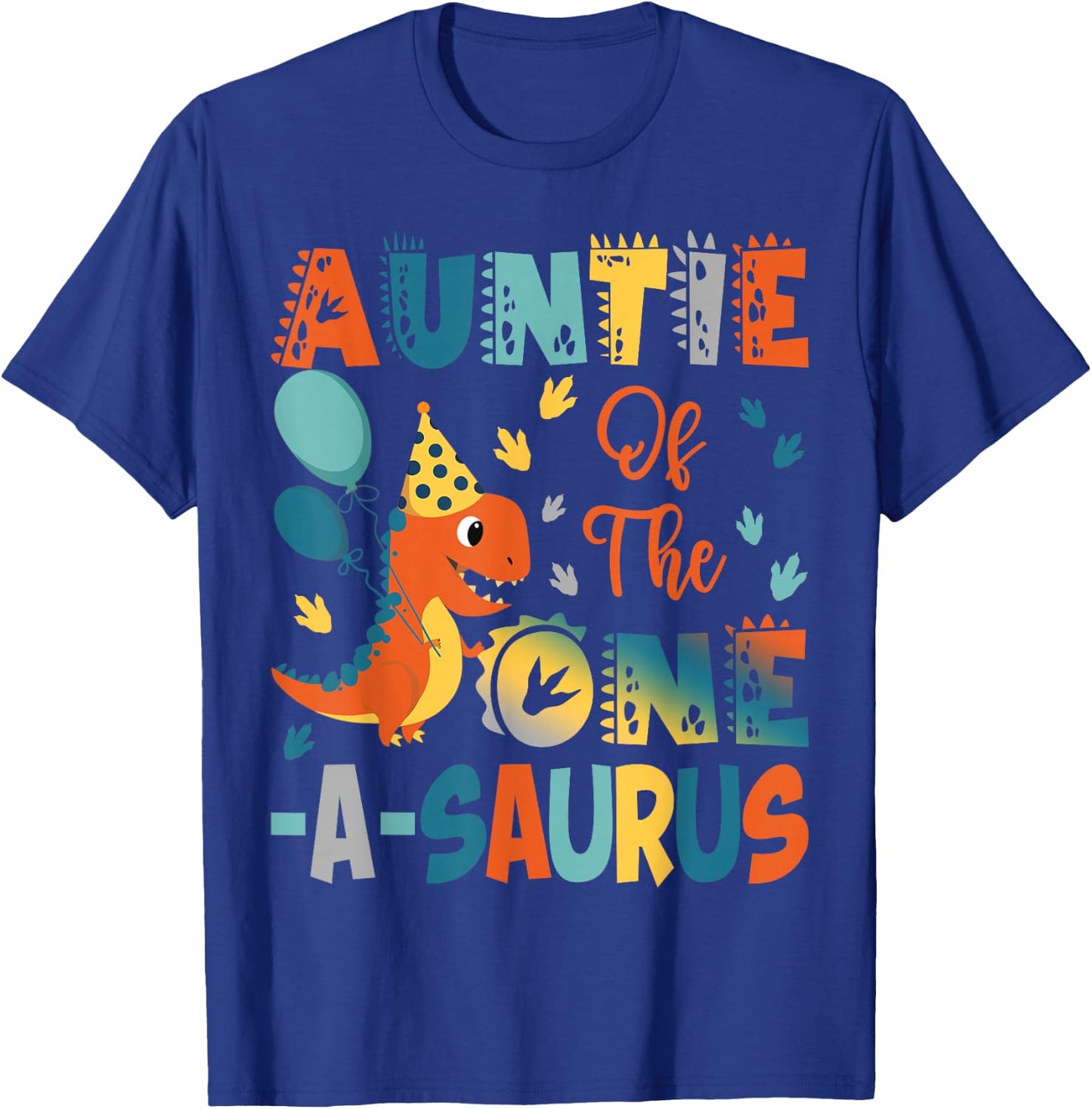 Auntie Of The One-A-Saurus 2Nd Birthday Dinosaur Party T-Shirt - T-Shirt | Royal