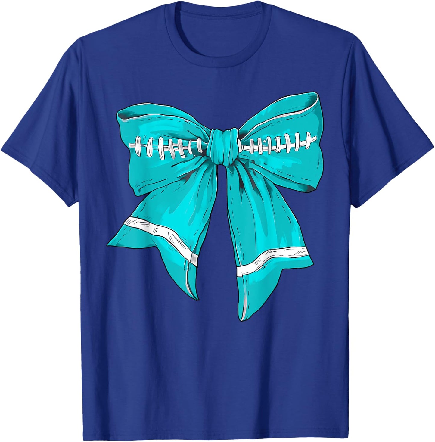 Football Game Day Teal Ribbon Cervical Cancer Awareness T-Shirt - T-Shirt | Royal