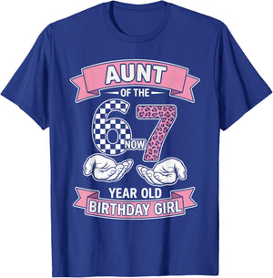 Aunt 67 Birthday 7 Years Old Ribbon Leopard Family Matching T-Shirt - T-Shirt | Royal