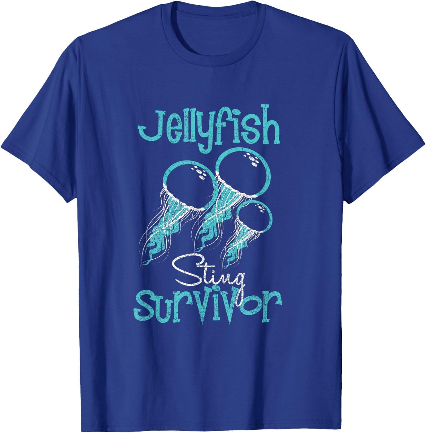 Jelly Fish Sting Survivor Distressed Fun Novelty T Shirt T-Shirt - T-Shirt | Royal
