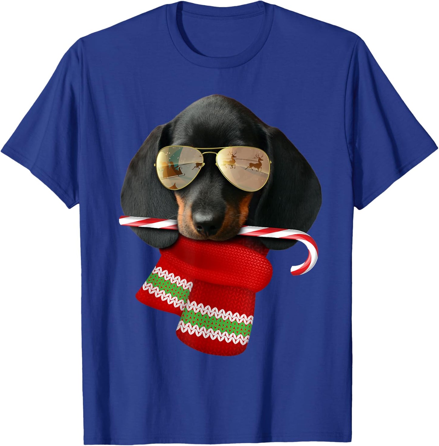 Dachshund shirt Cute Christmas Gift Dog Lovers Sunglasses Women Kids T-Shirt - T-Shirt | Royal