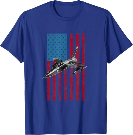 Republic F-105 USA American Flag - Military T-Shirt - T-Shirt | Royal