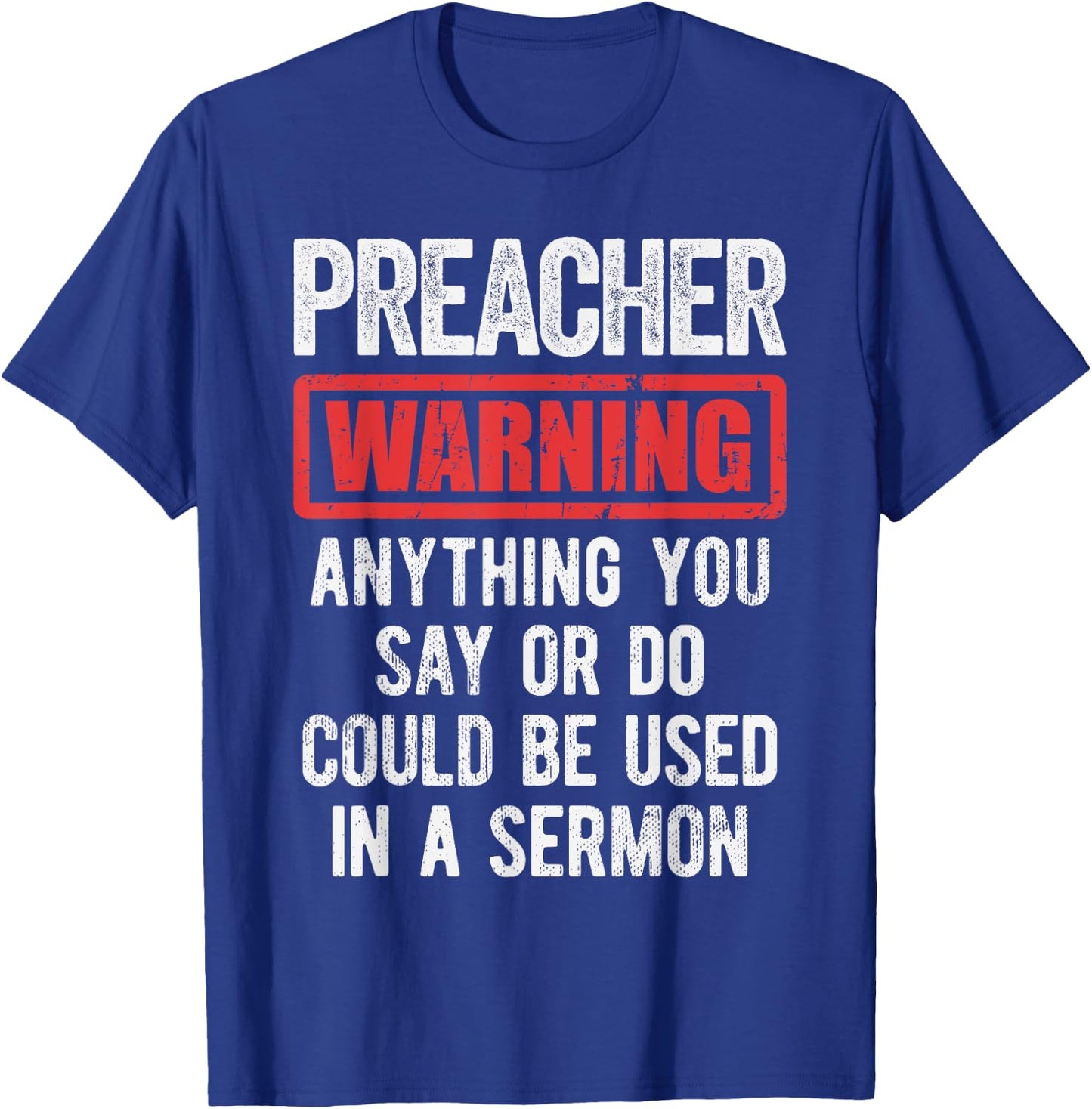 Pastor Because Devil - Funny Preacher Apparel - Preacher Warning - Men's Adult Classic Fit Black Short Sleeve - Size Small T-Shirt - T-Shirt | Royal