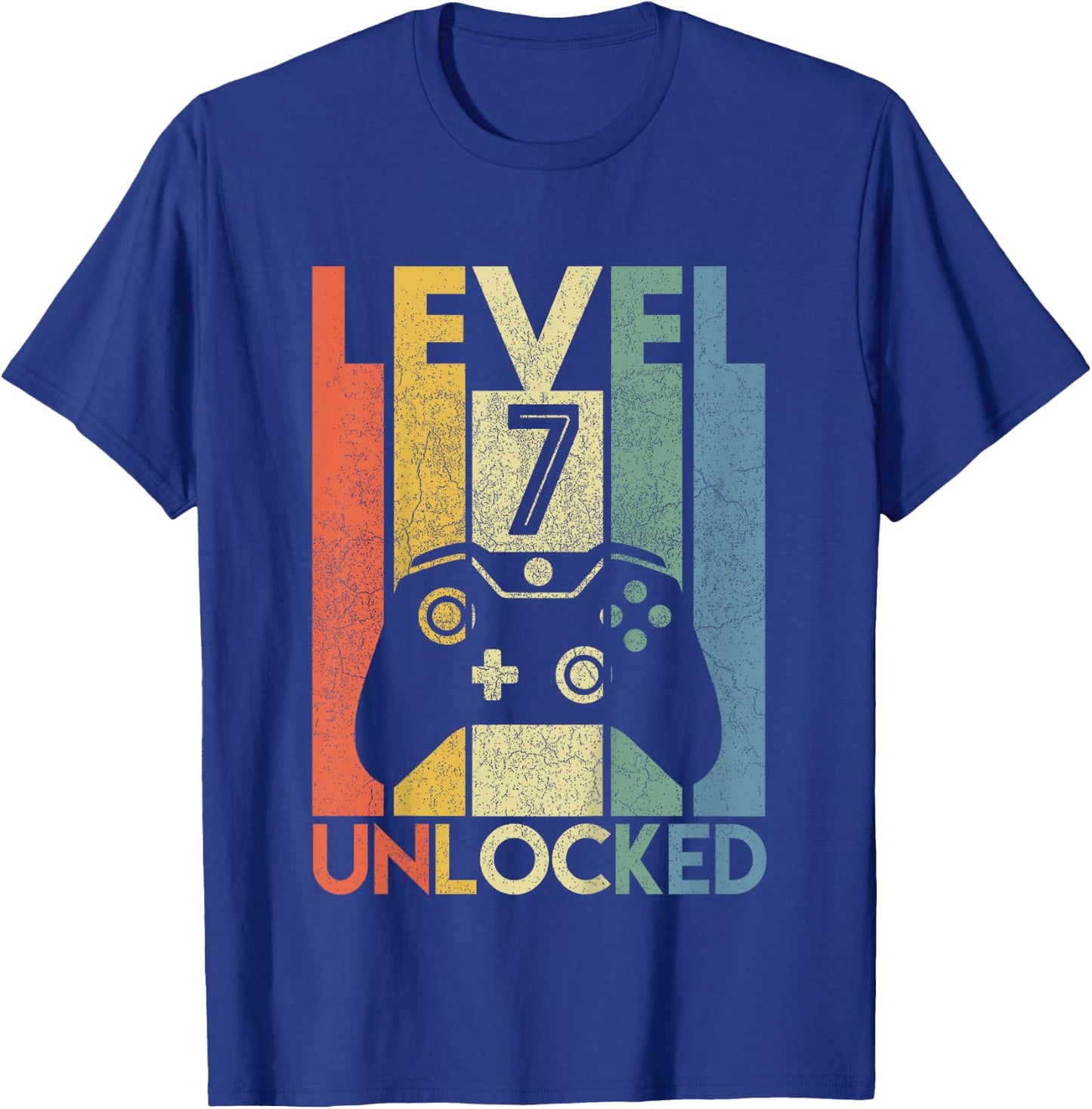Kids Level 7 Unlocked Funny Video Gamer 7th Birthday Gift T-Shirt - T-Shirt | Royal