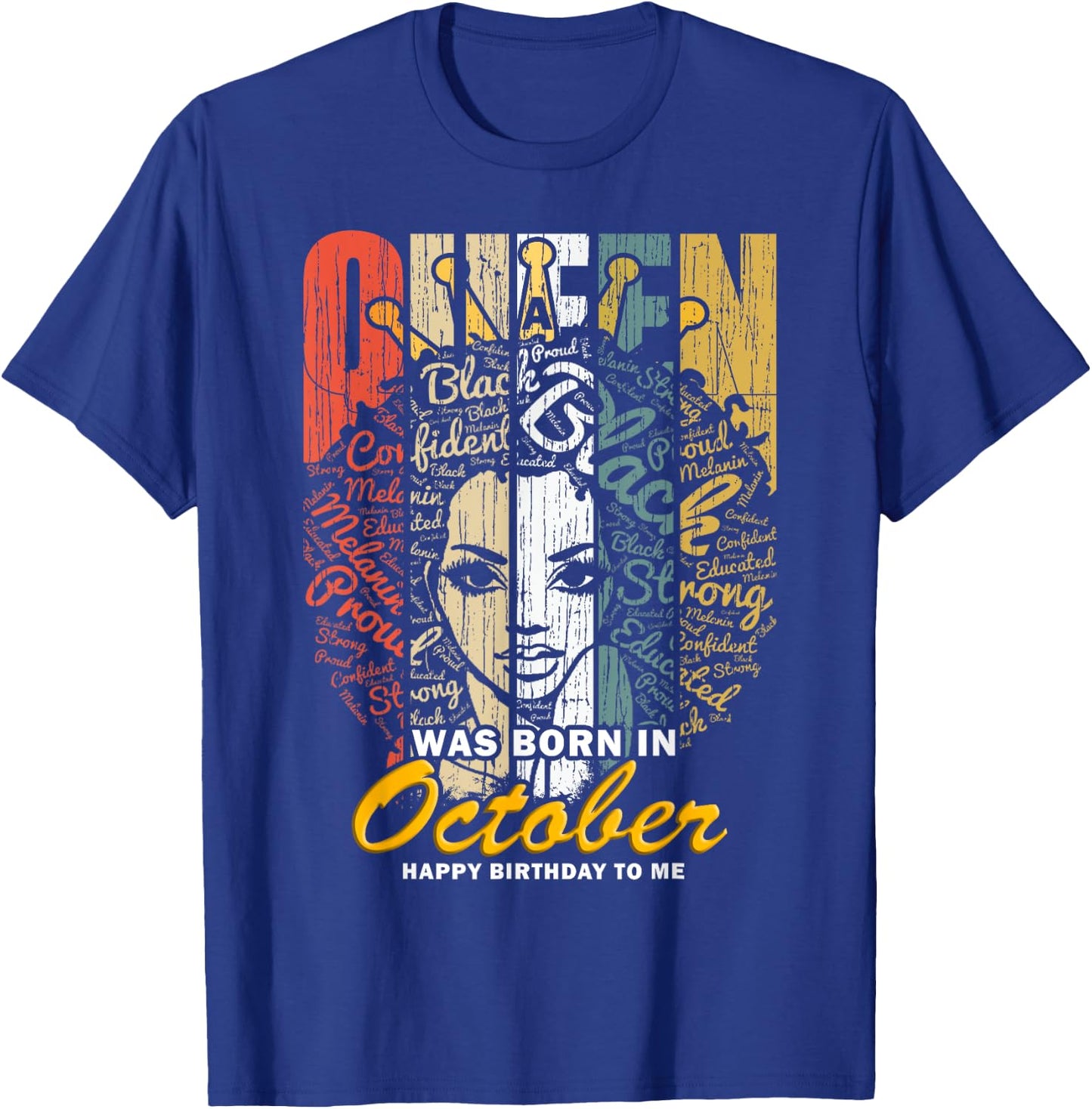 October Birthday Shirts - Black African Queen T-Shirt - T-Shirt | Royal