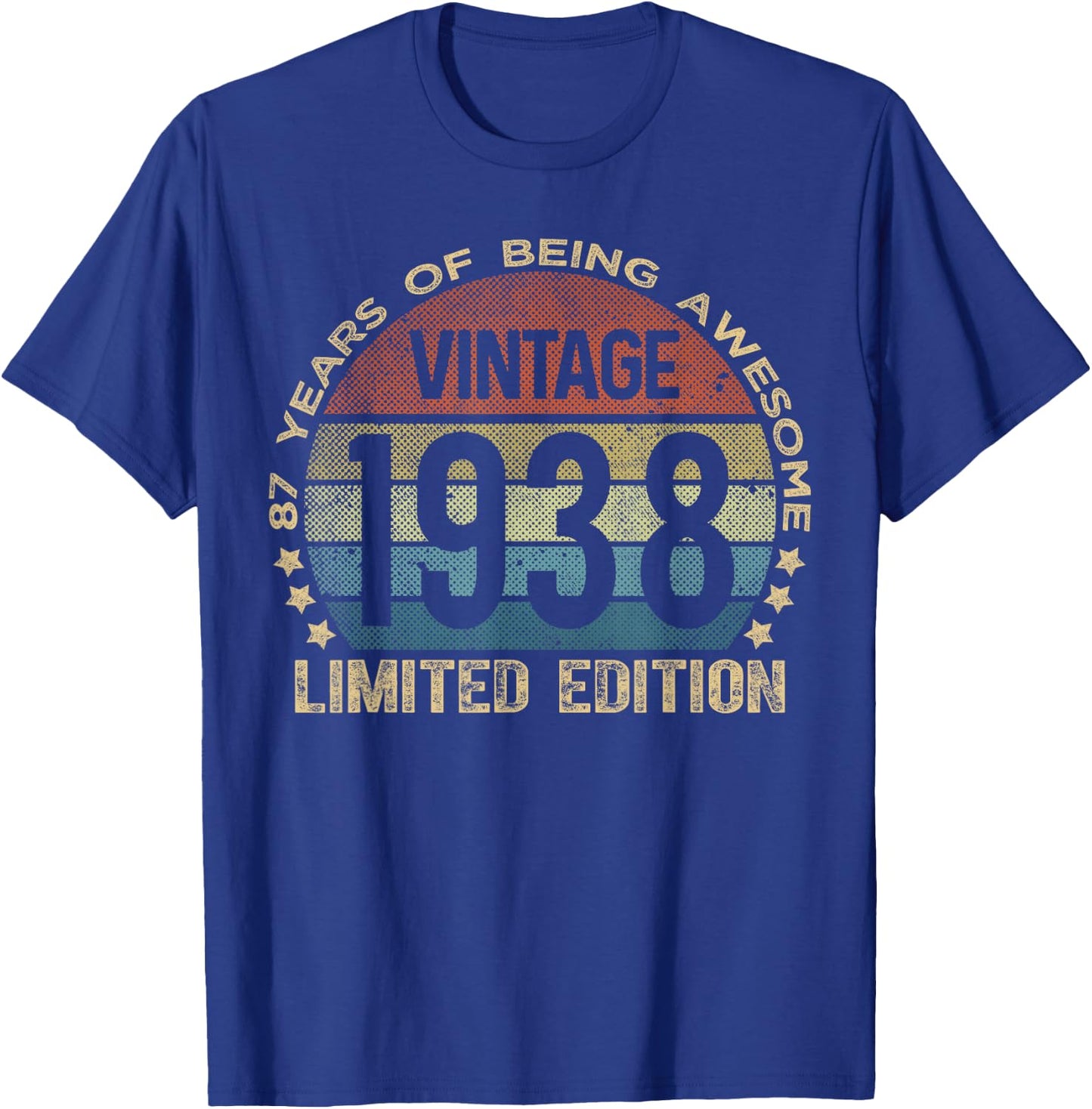 87 Year Old Gifts Vintage 1938 Limited Edition 87th Birthday T-Shirt - T-Shirt | Royal