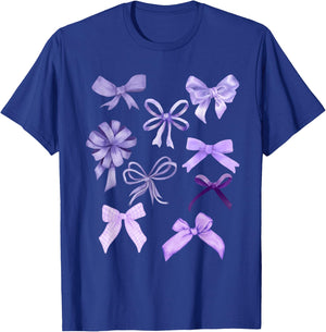 Cute Purple Bows Trendy Bows Aesthetic Purple Ribbon T-Shirt - T-Shirt | Royal