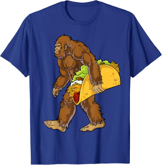 Bigfoot Carrying Taco Funny Cinco de Mayo Boys Men Sasquatch T-Shirt - T-Shirt | Royal
