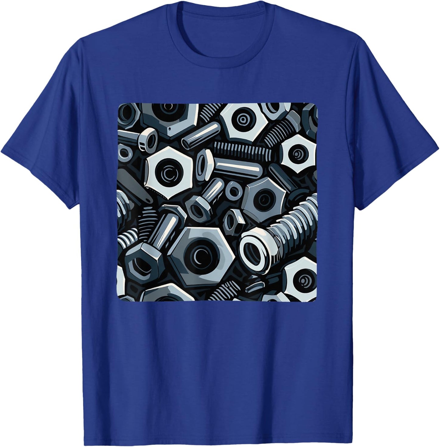 Cool Nut and Bolt Pattern Outfit T-Shirt - T-Shirt | Royal