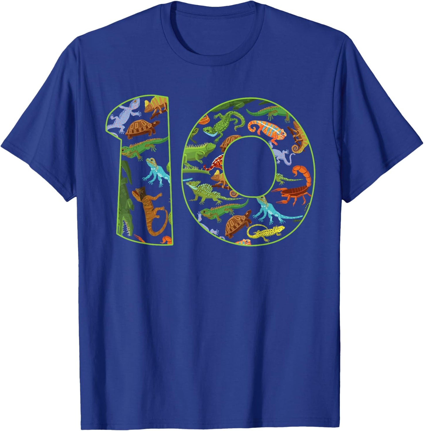 Cool 10 Reptile Theme 10th Birthday Party 10 Years Old T-Shirt - T-Shirt | Royal