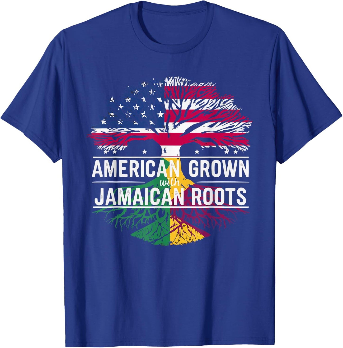 Half American Half Jamaican USA Flag Jamaica America T-Shirt - T-Shirt | Royal