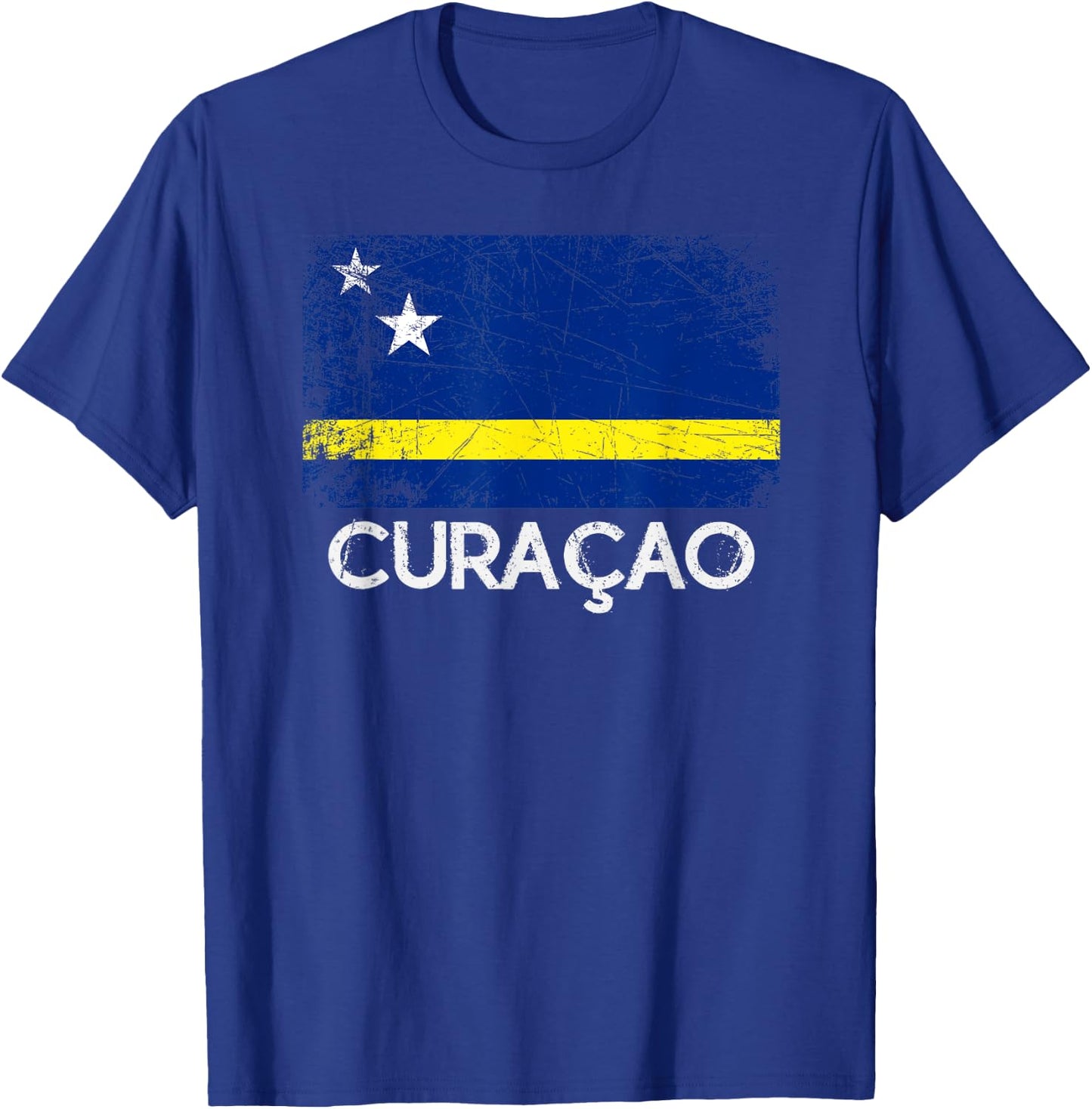 Curacaoan Flag | Vintage Made In Curacao Gift T-Shirt - T-Shirt | Royal