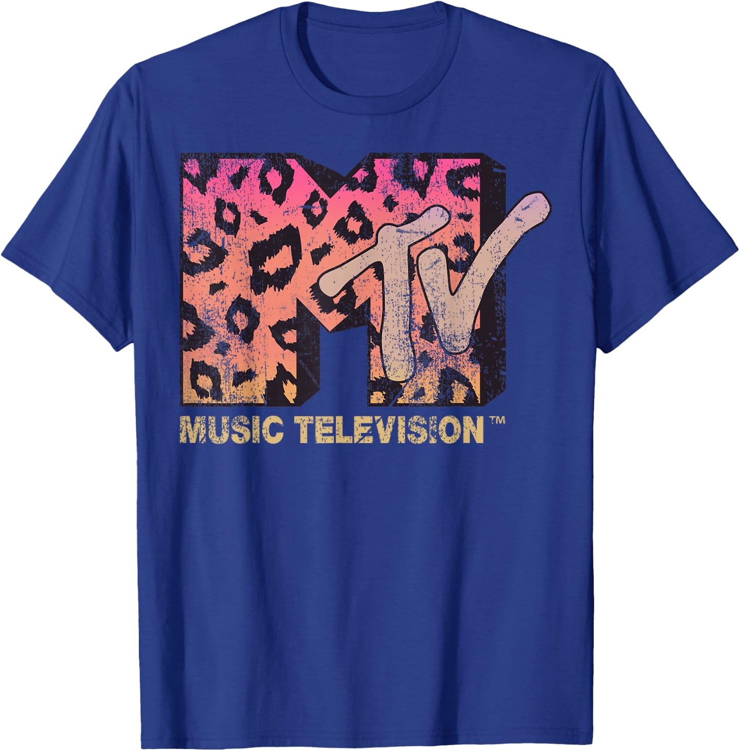MTV Leopard Print Gradient Logo Small T-Shirt - T-Shirt | Royal